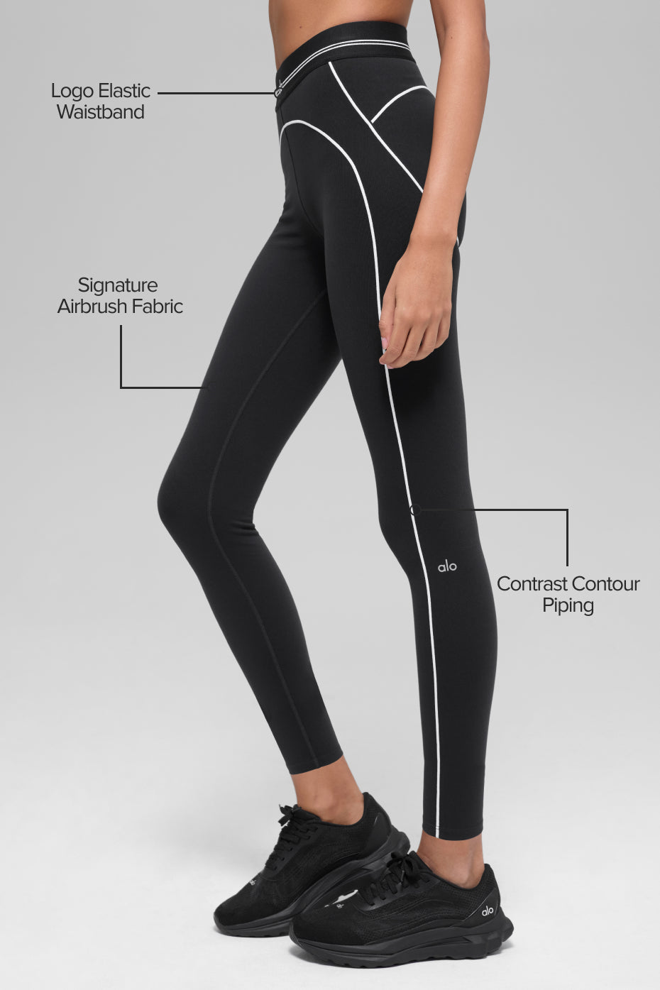 Alo Yoga Airbrush High-Waist 7/8 Heart Throb Legging-Black/White