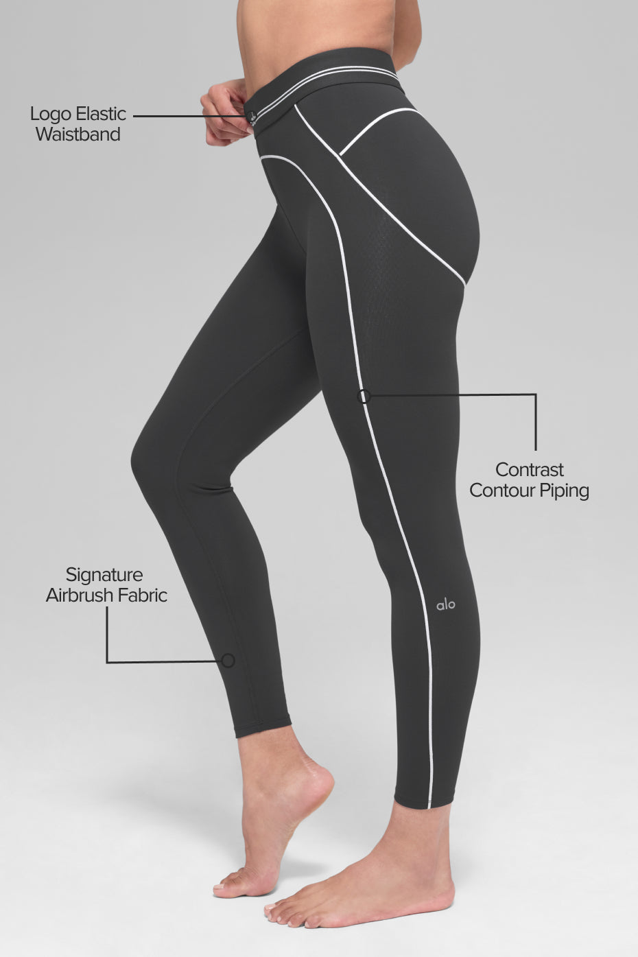 Alo Yoga Airbrush High-Waist 7/8 Heart Throb Legging-Anthracite/White