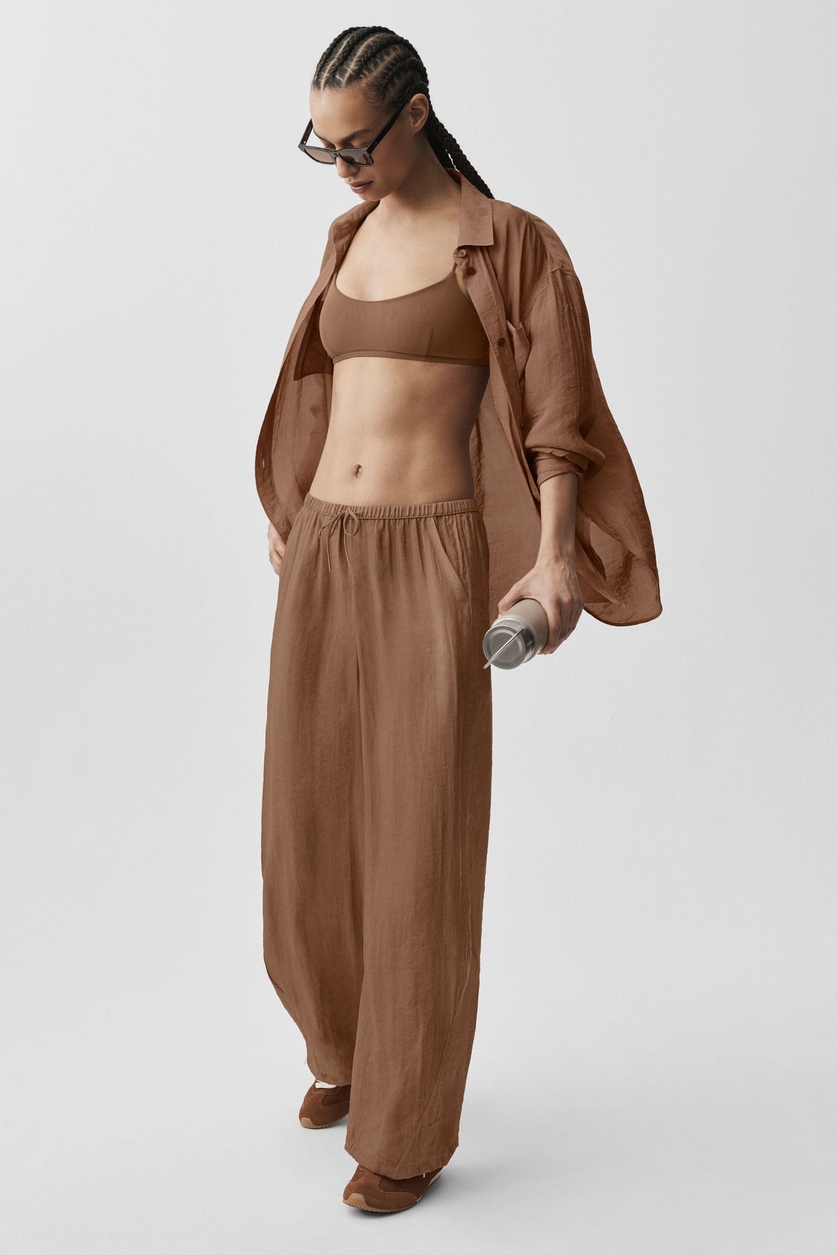 Alo Yoga Semi-Sheer Golden Hour High-Waist Straight Leg Pant-Sun Kissed Brown