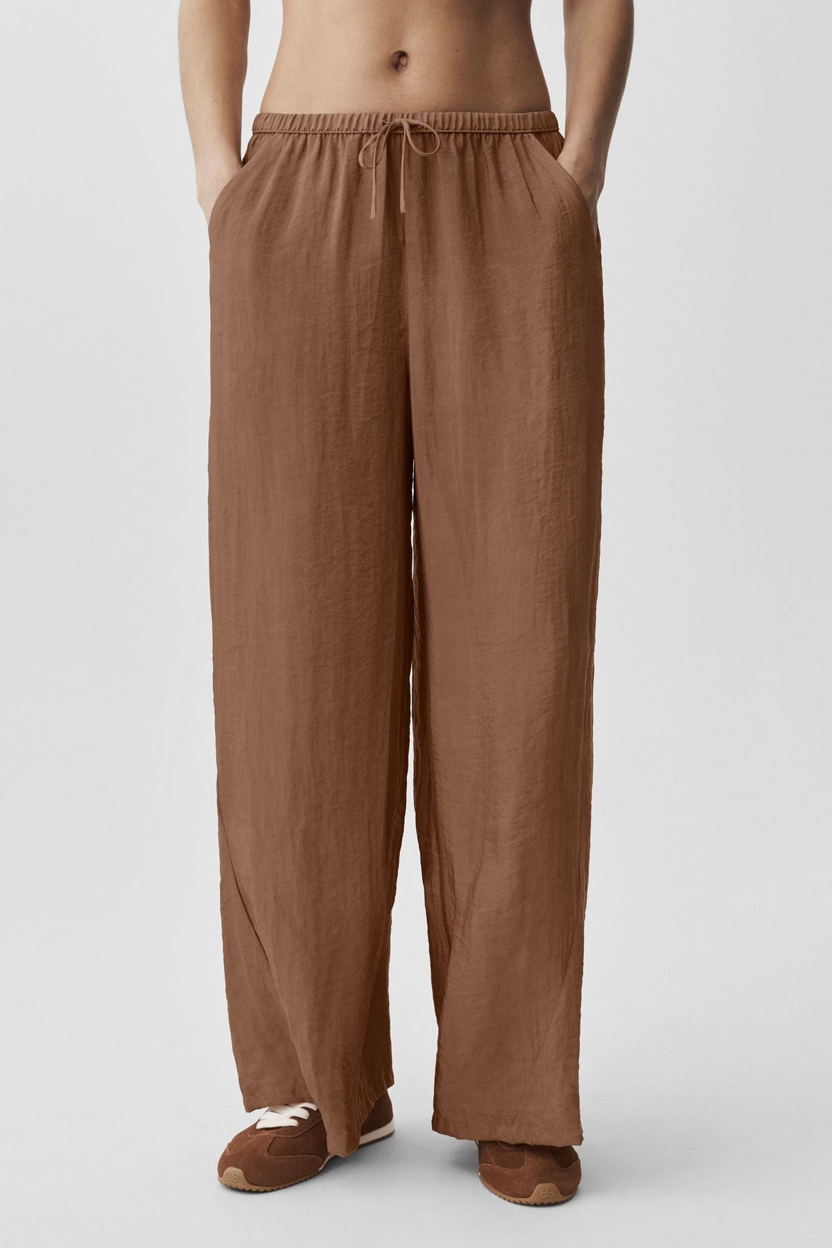 Alo Yoga Semi-Sheer Golden Hour High-Waist Straight Leg Pant-Sun Kissed Brown