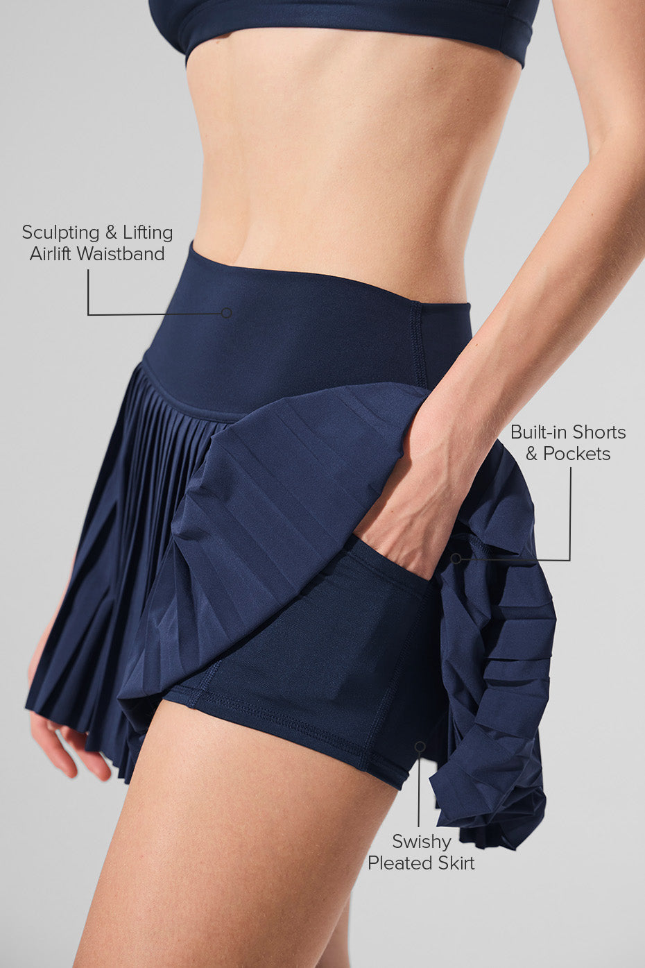 Alo Yoga Grand Slam Tennis Skirt  -  Navy
