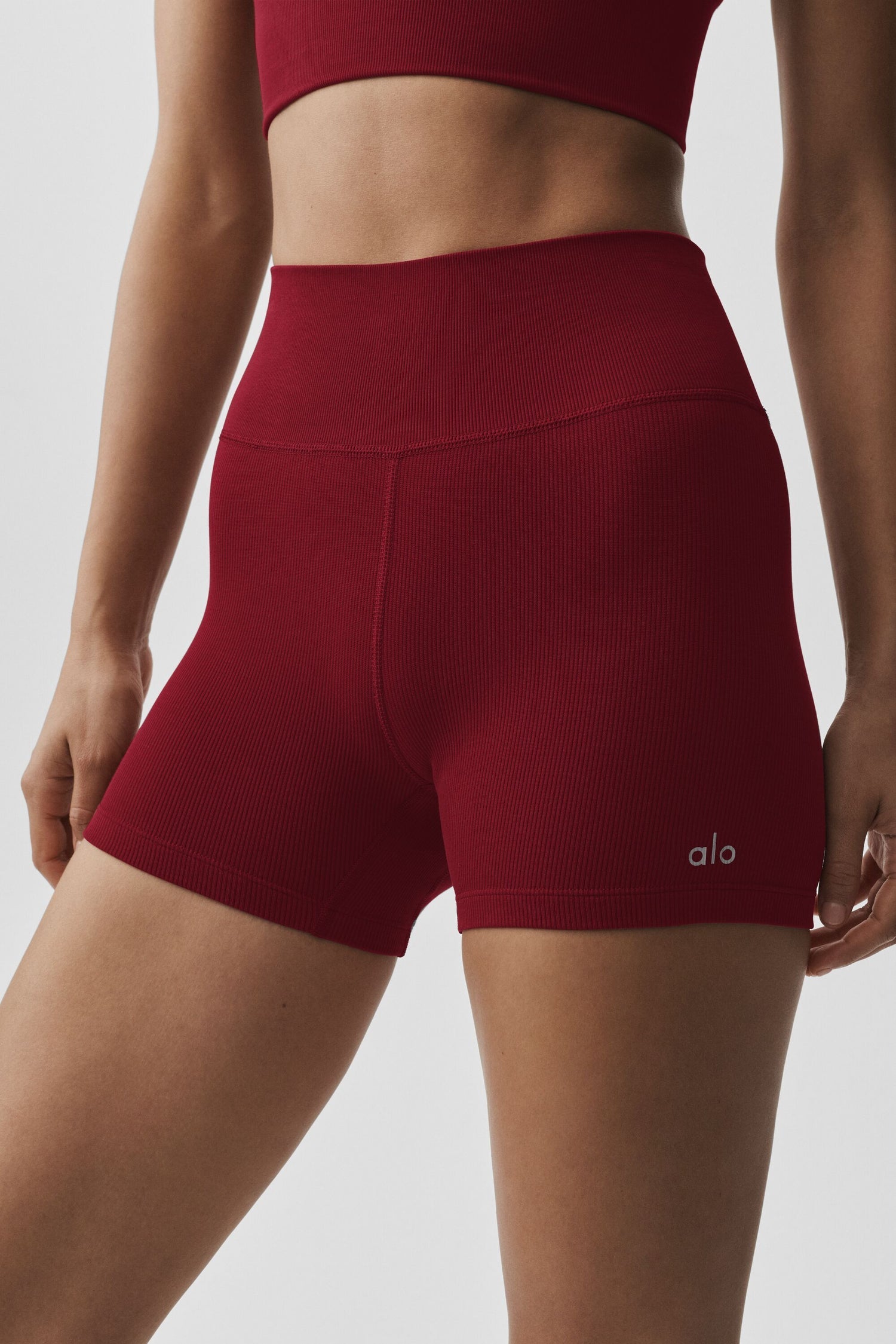 Alo yoga 4" Seamless Modal Ribbed High-Waist Short- Summer Romance Red