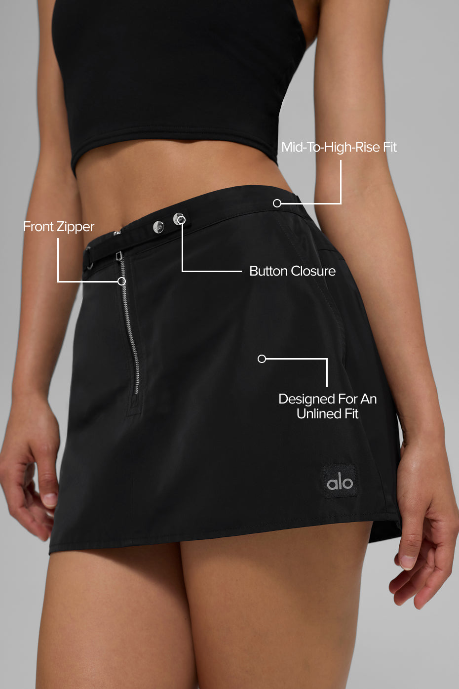 Alo Yoga Work It Mini Skirt-Black