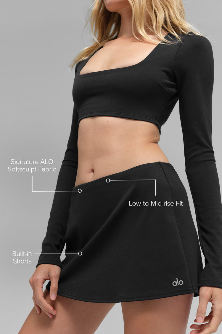 Alo Yoga Softsculpt Precision Mini Skirt-Black