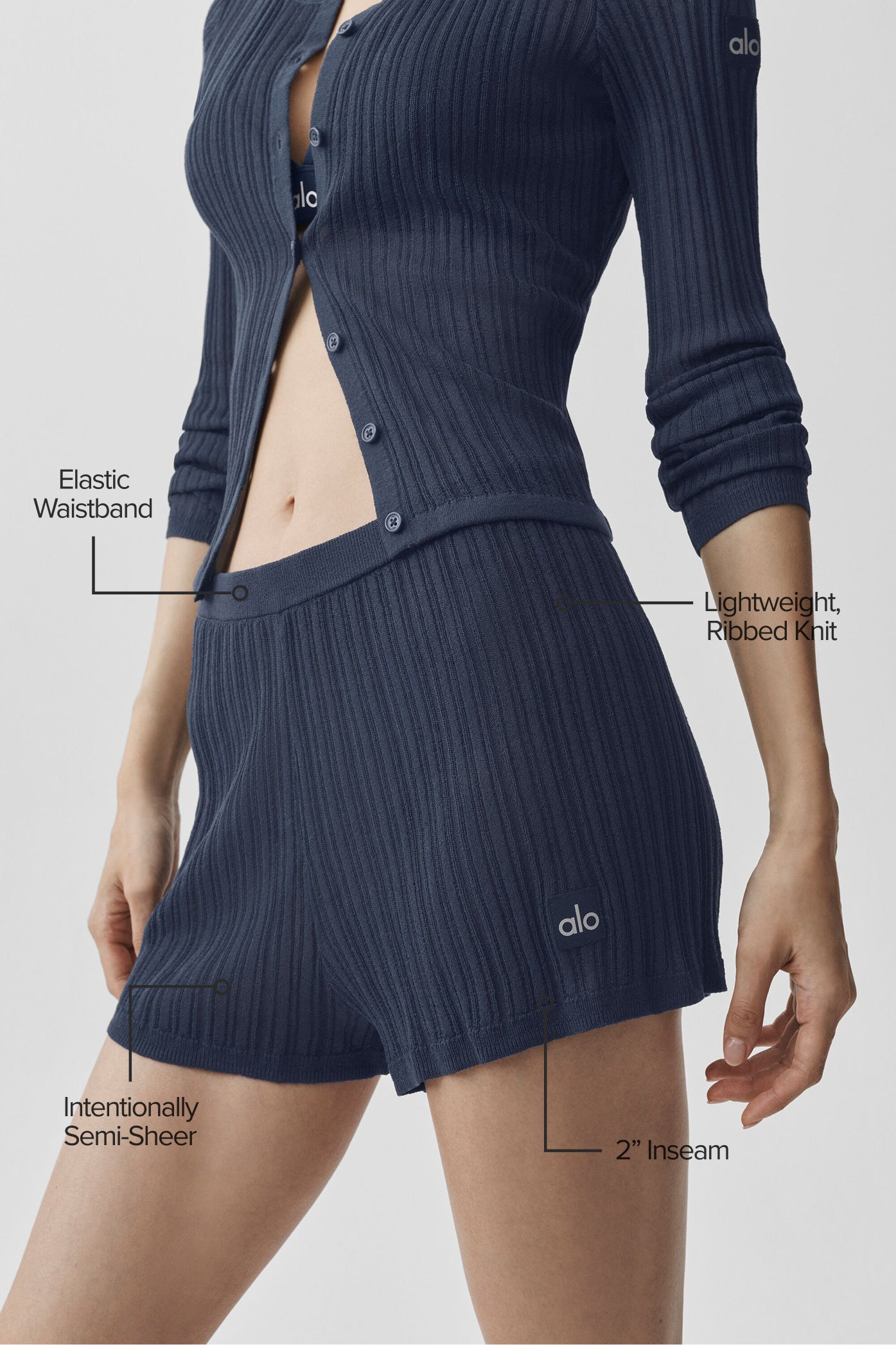 Alo Yoga Sweater High-Waist Sunlit Short- Navy
