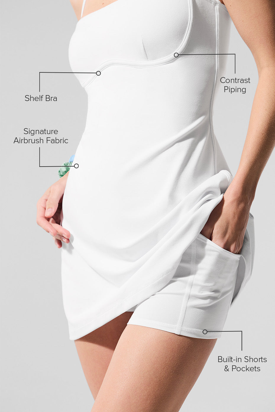 Alo Yoga Airbrush Streamlined Dress - White/White – Kanadadan Kapına