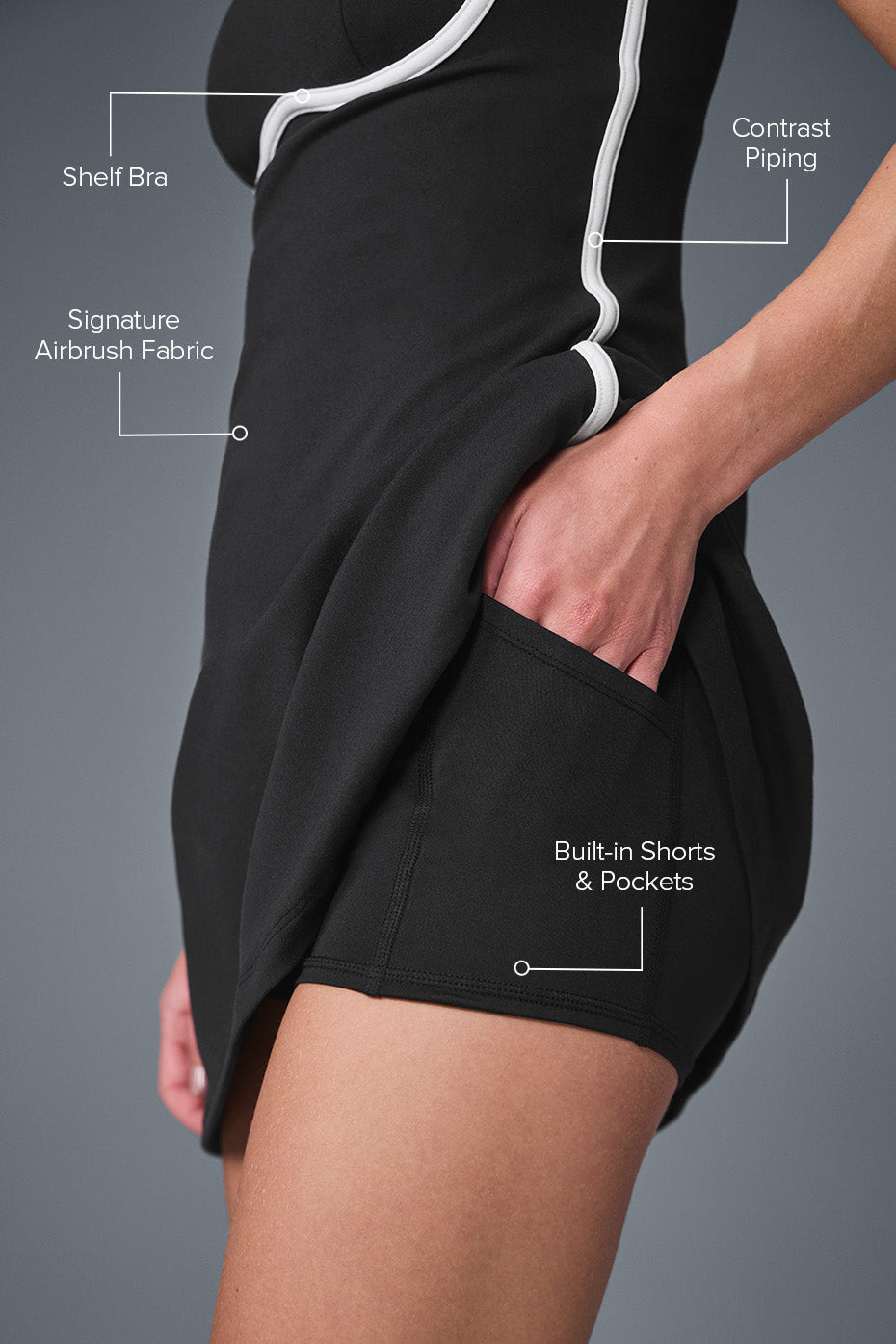 Alo Yoga Airbrush Streamlined Dress Black/White