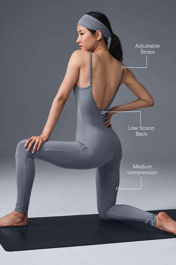 Alo Yoga Airbrush One And Done Onesie-Steel Grey