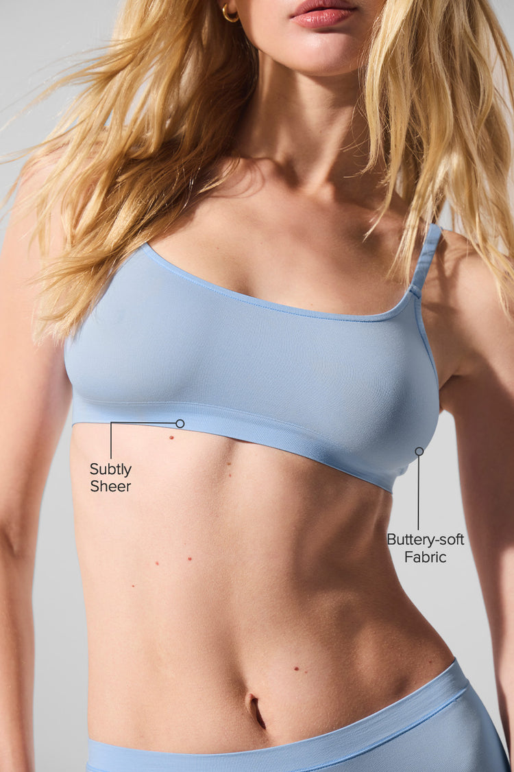 Alo Yoga Sheer Glow Bra-  Seashell Blue