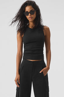 Alo Yoga Ribbed En Pointe Tank  -  Black