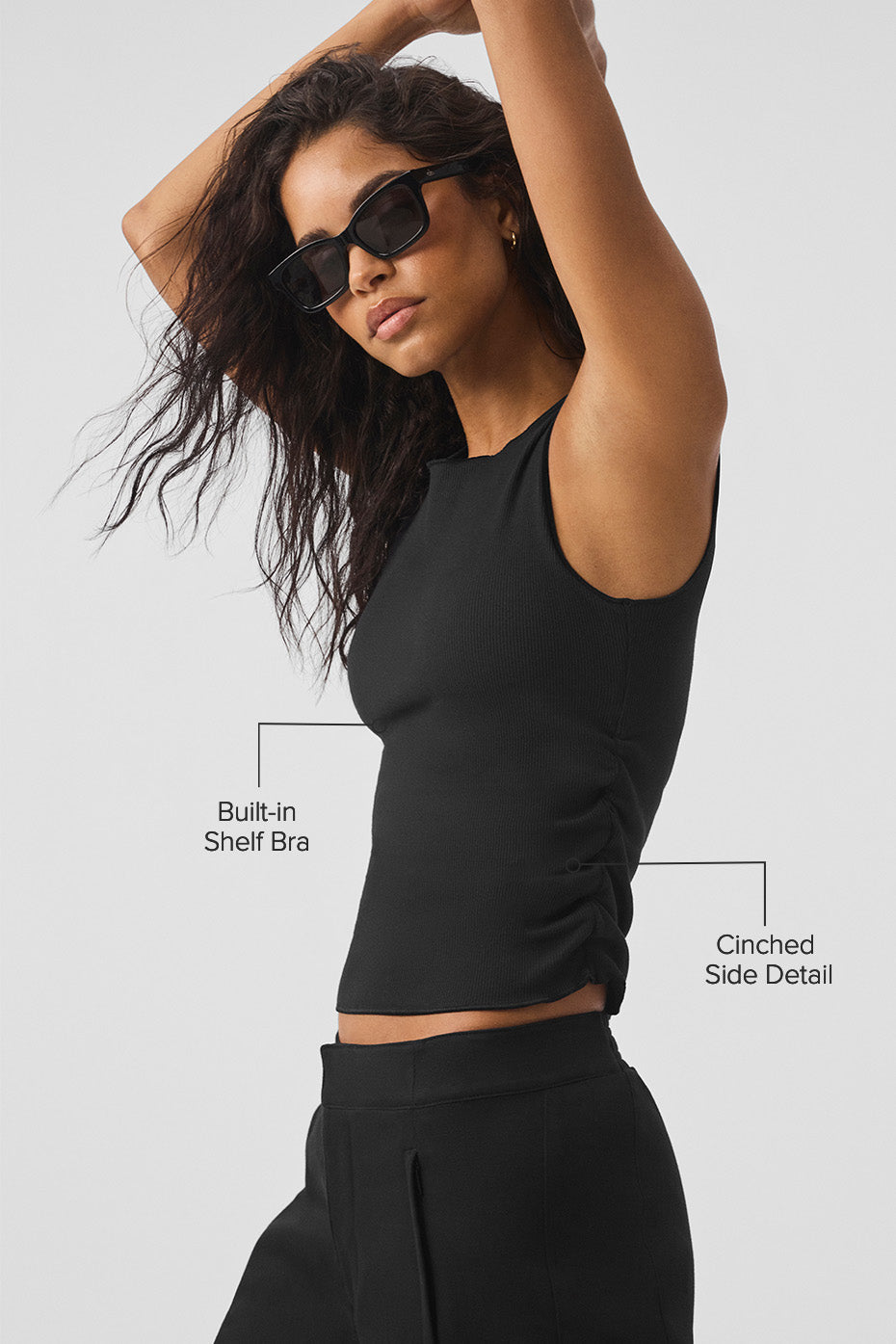 Alo Yoga Ribbed En Pointe Tank-Black