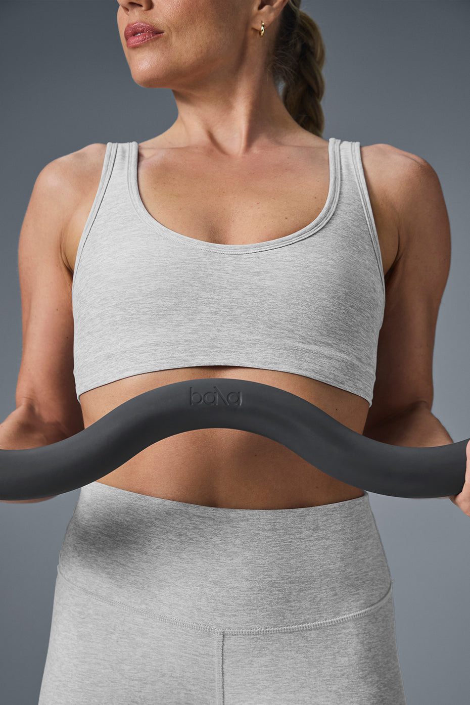 Alo Yoga Alosoft Center Stage Bra  -  Athletic Heather Grey