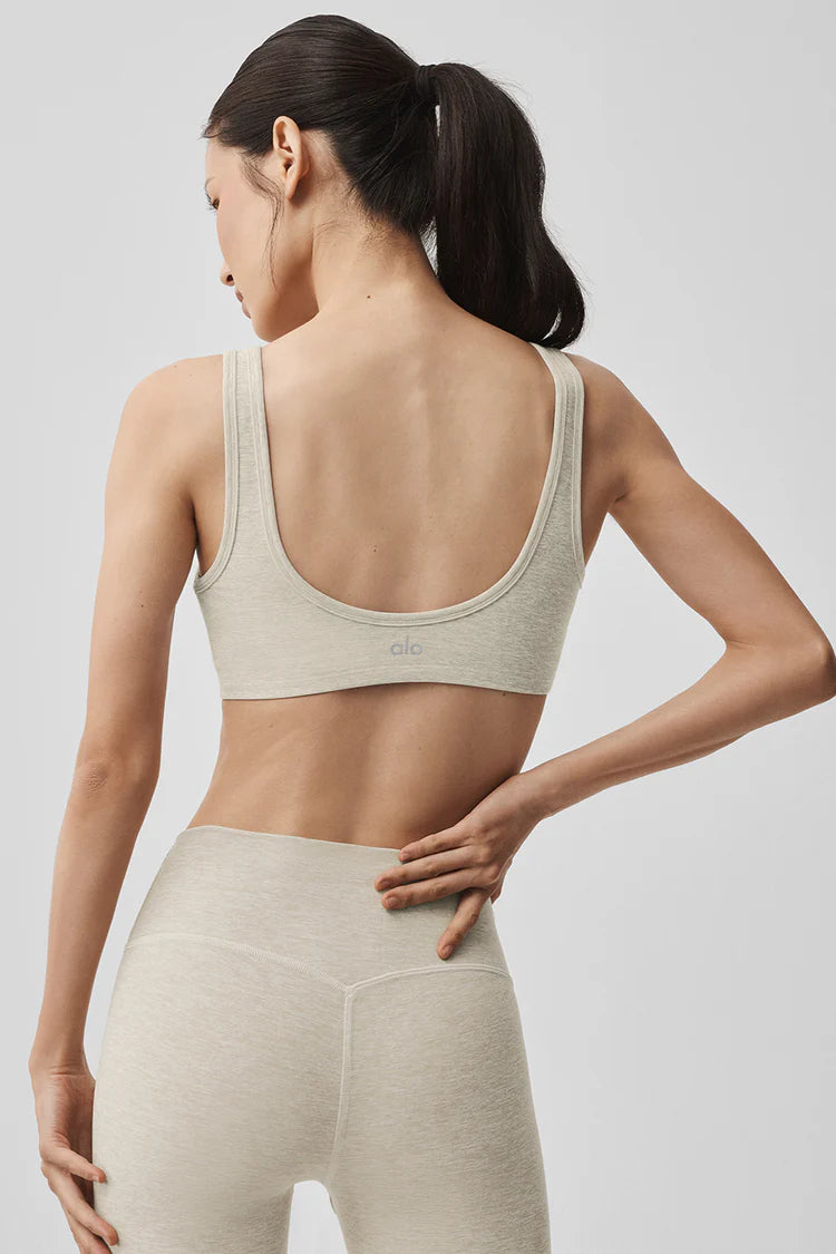 Alo Yoga Alosoft Center Stage Bra  -  Oatmeal Heather