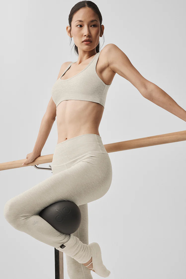 Alo Yoga Alosoft Center Stage Bra  -  Oatmeal Heather