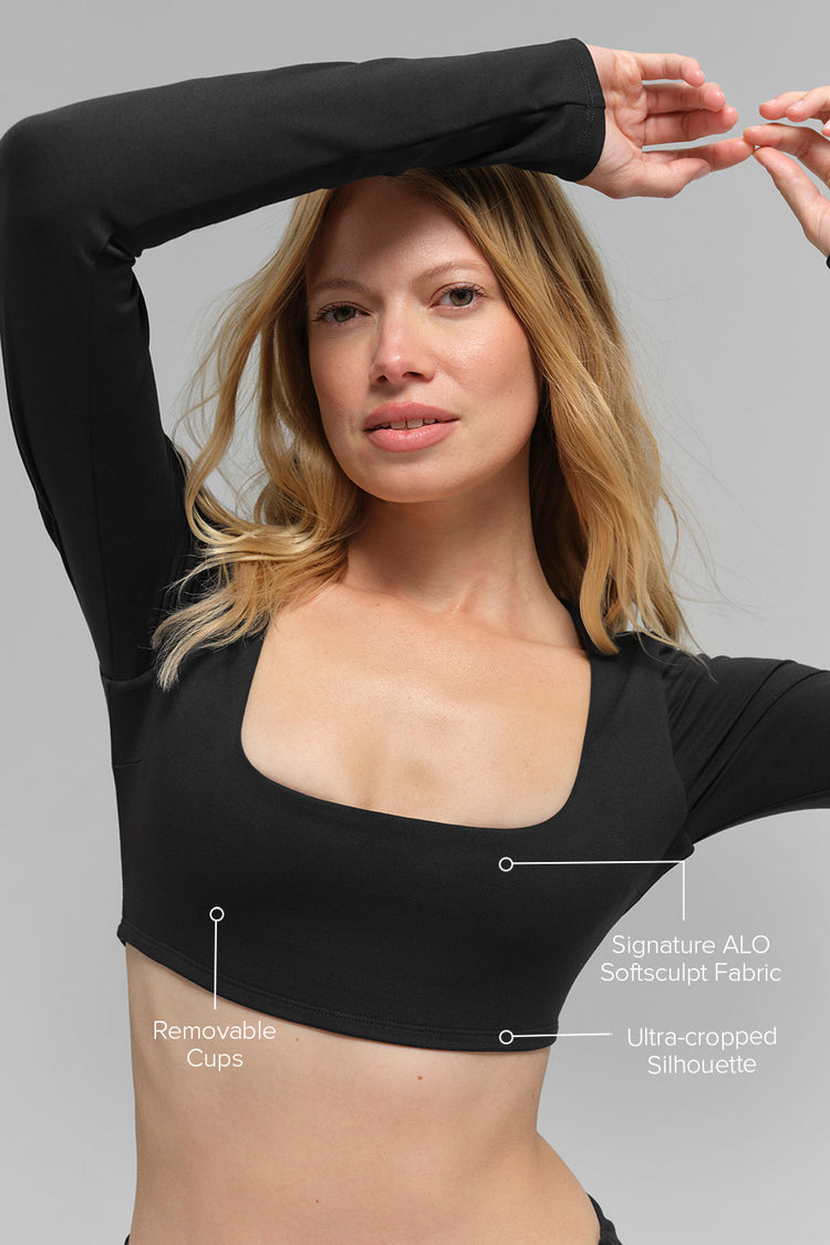 Alo Yoga ALO Softsculpt Precision Long Sleeve Bra-Black