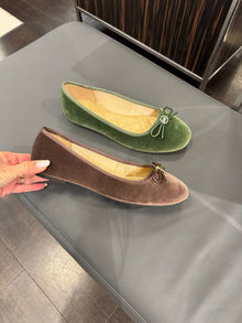 Michael Kors Savannah Logo Debossed Velvet Ballet Flat-NUTMEG