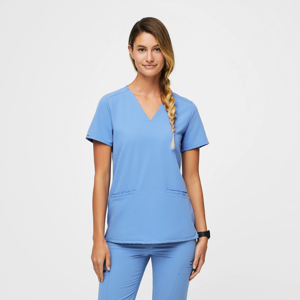 FIGS Casma Three-Pocket Scrub Top™-Ceil Blue
