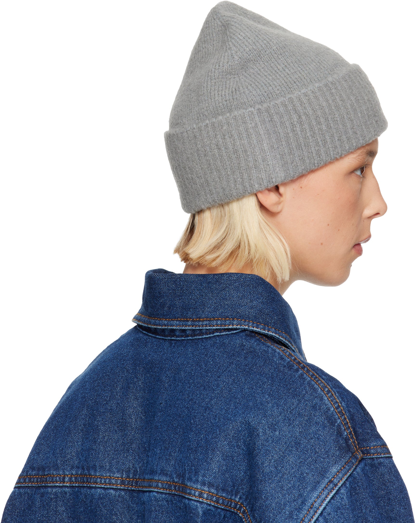AMI Paris Gray Alpaca Striped Ami de Coeur Beanie – Kanadadan Kapına