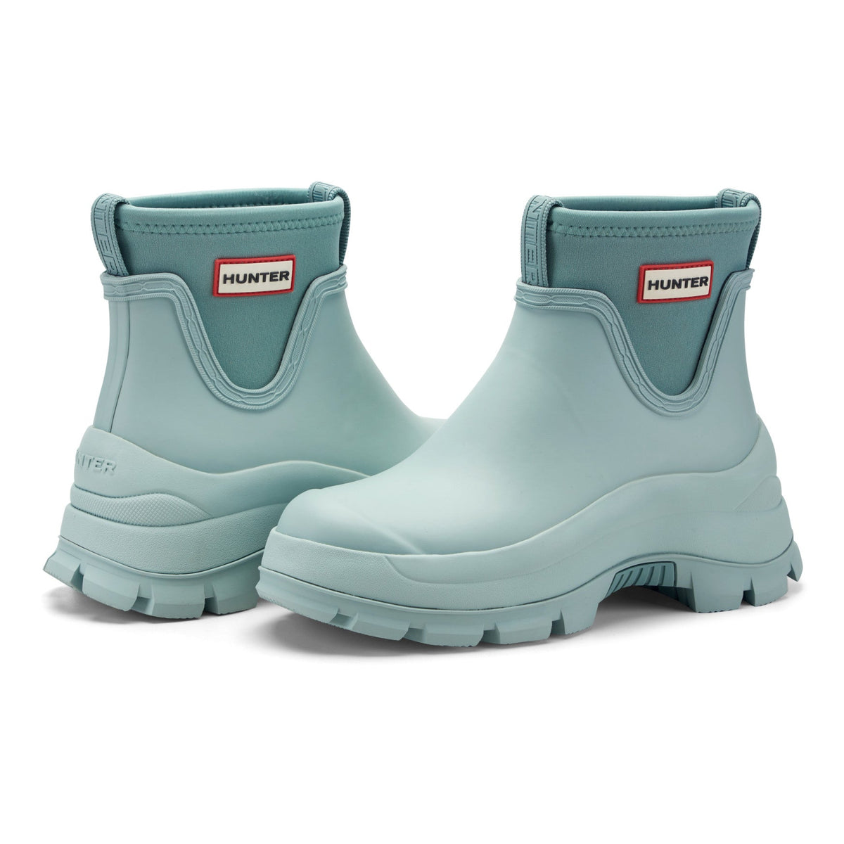 Hunter Women's Eloise Lug Sole Waterproof Neoprene Rain Booties - Light Blue