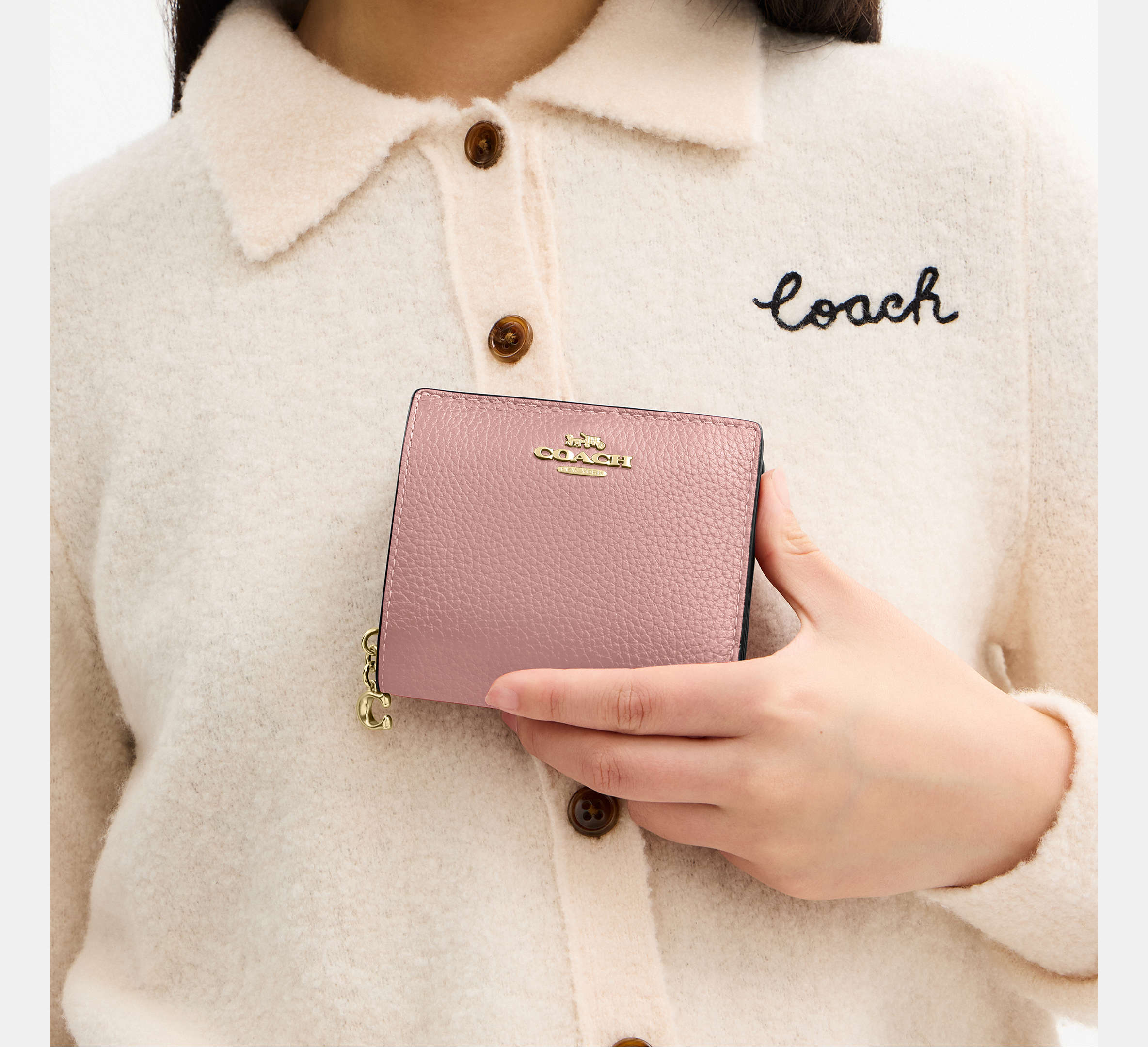 Coach Snap Wallet -  Gold/Carnation