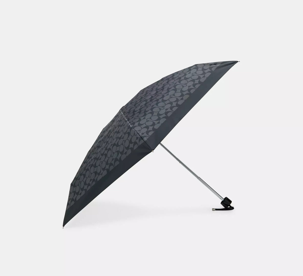 Coach Uv Protection Signature Mini Umbrella  -  Silver/GRAPHITE
