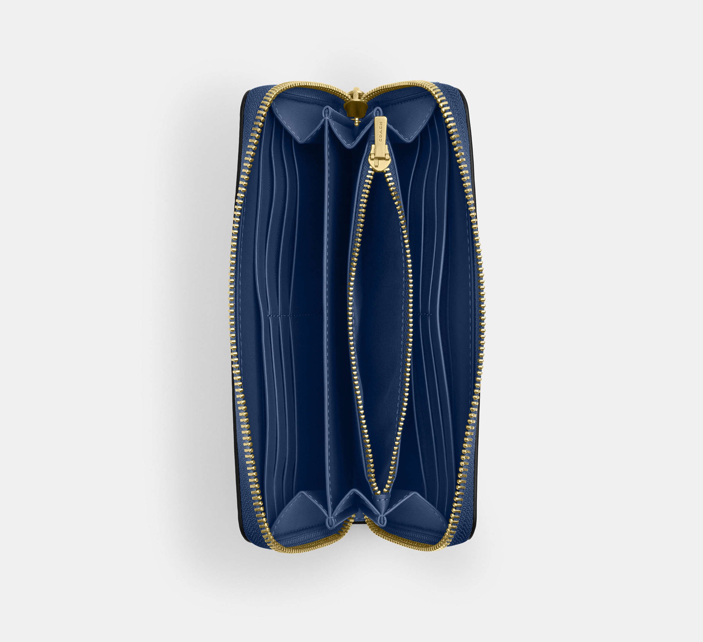 Coach Long Zip Around Wallet - Gold/Deep Blue