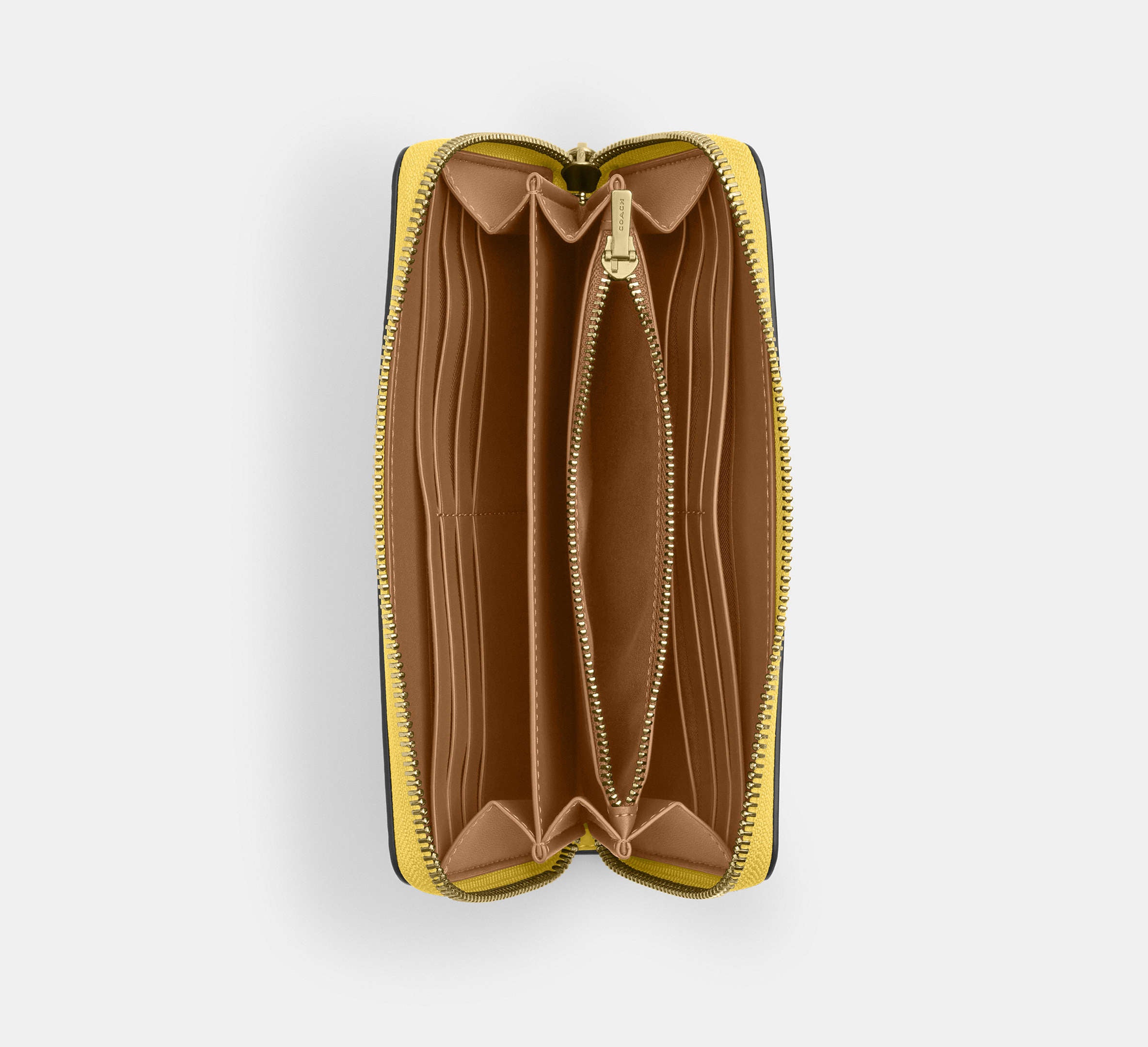 Coach Long Zip Around Wallet - Gold/Yellow