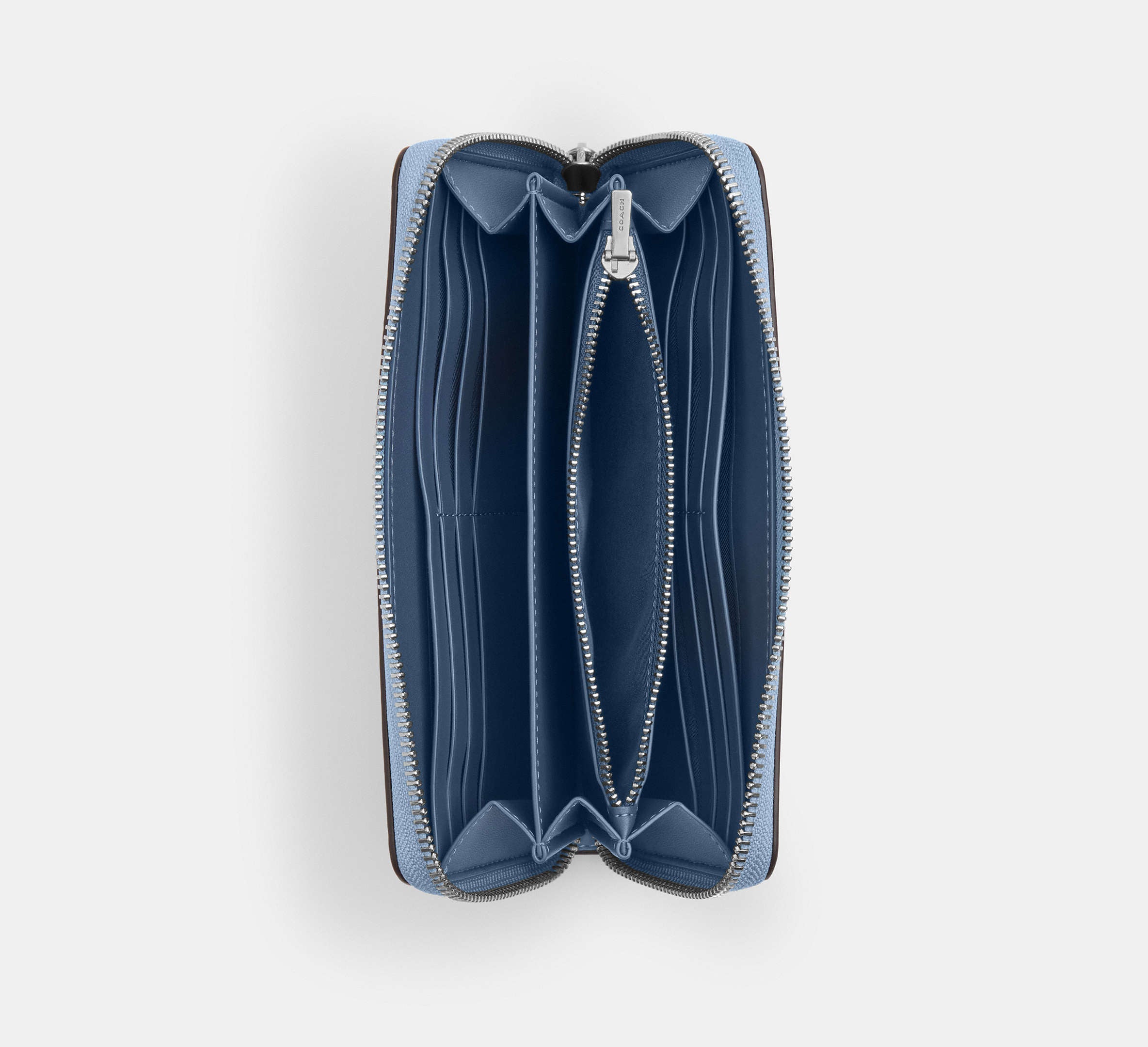 Coach Long Zip Around Wallet - Silver