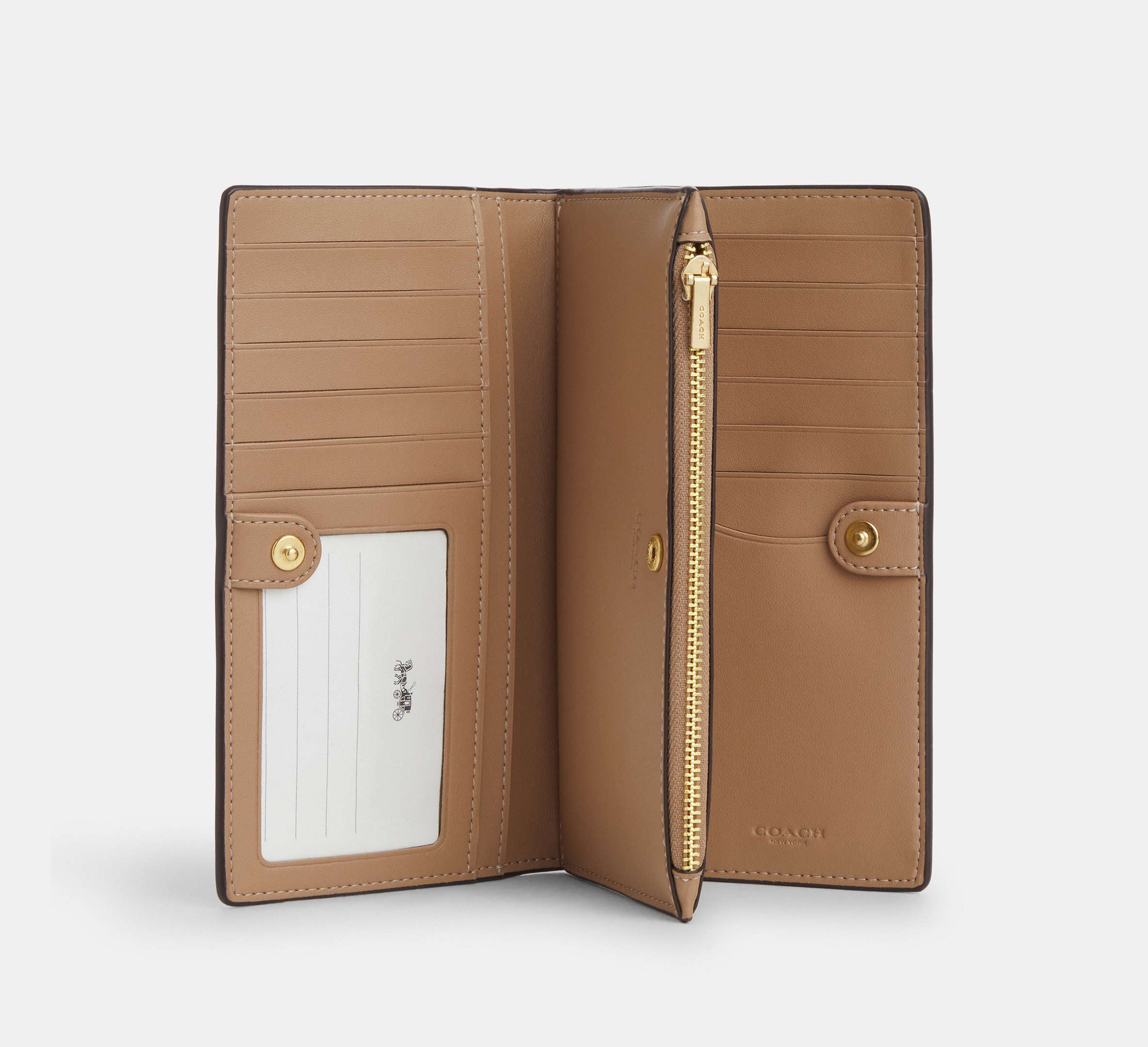 Coach Slim Zip Wallet - Gold/Chalk