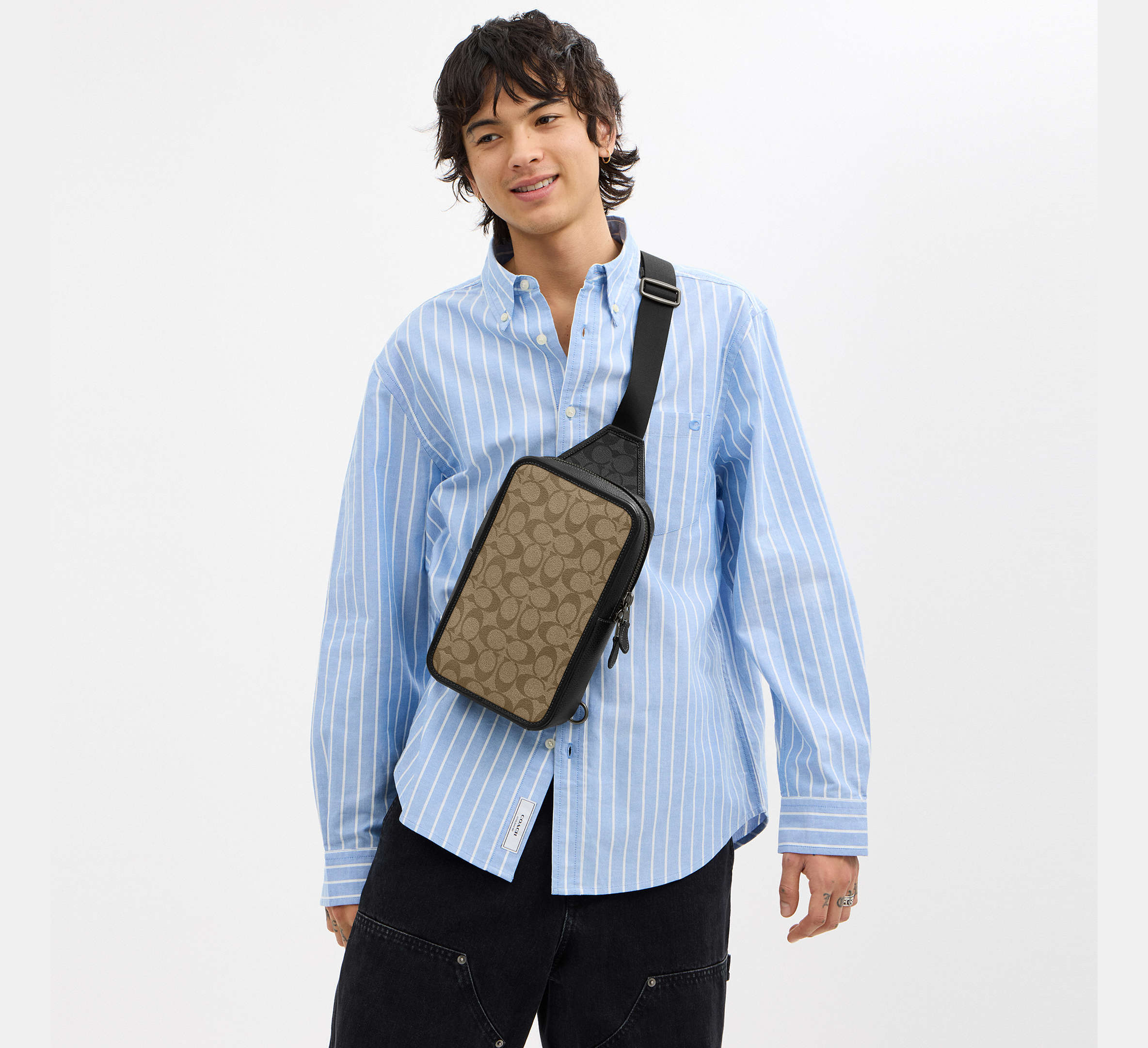 Coach Sullivan Pack In Blocked Signature -  Gunmetal/Khaki/Charcoal