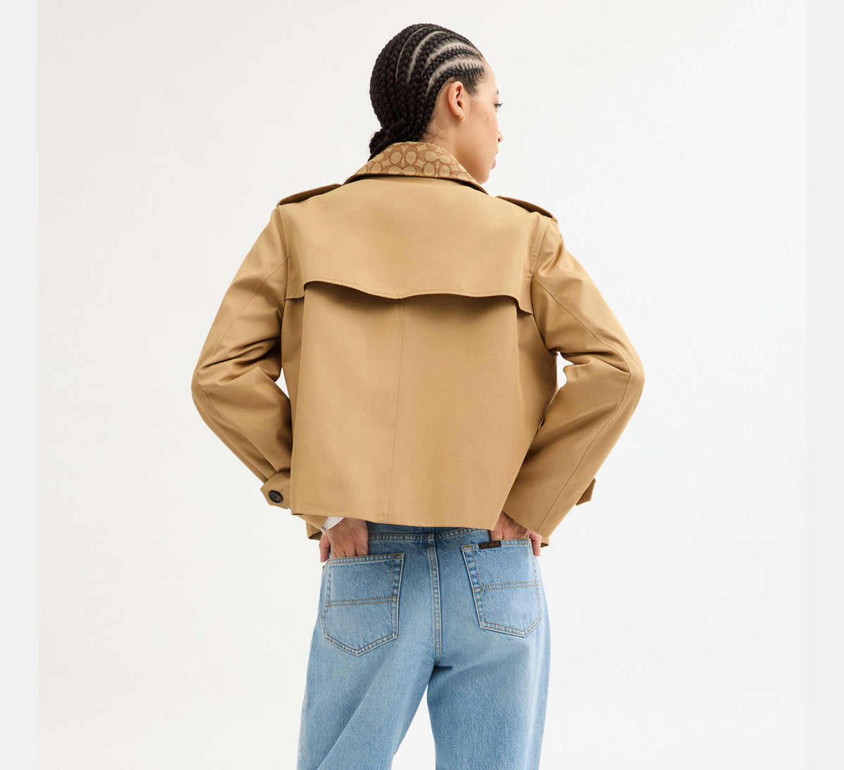 Coach Short Trench Coat With Signature Collar - Khaki