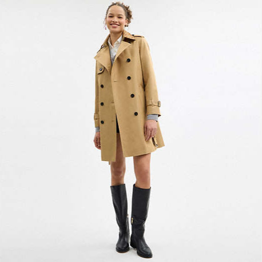 Coach Mid Trench Coat With Signature Collar- Khaki