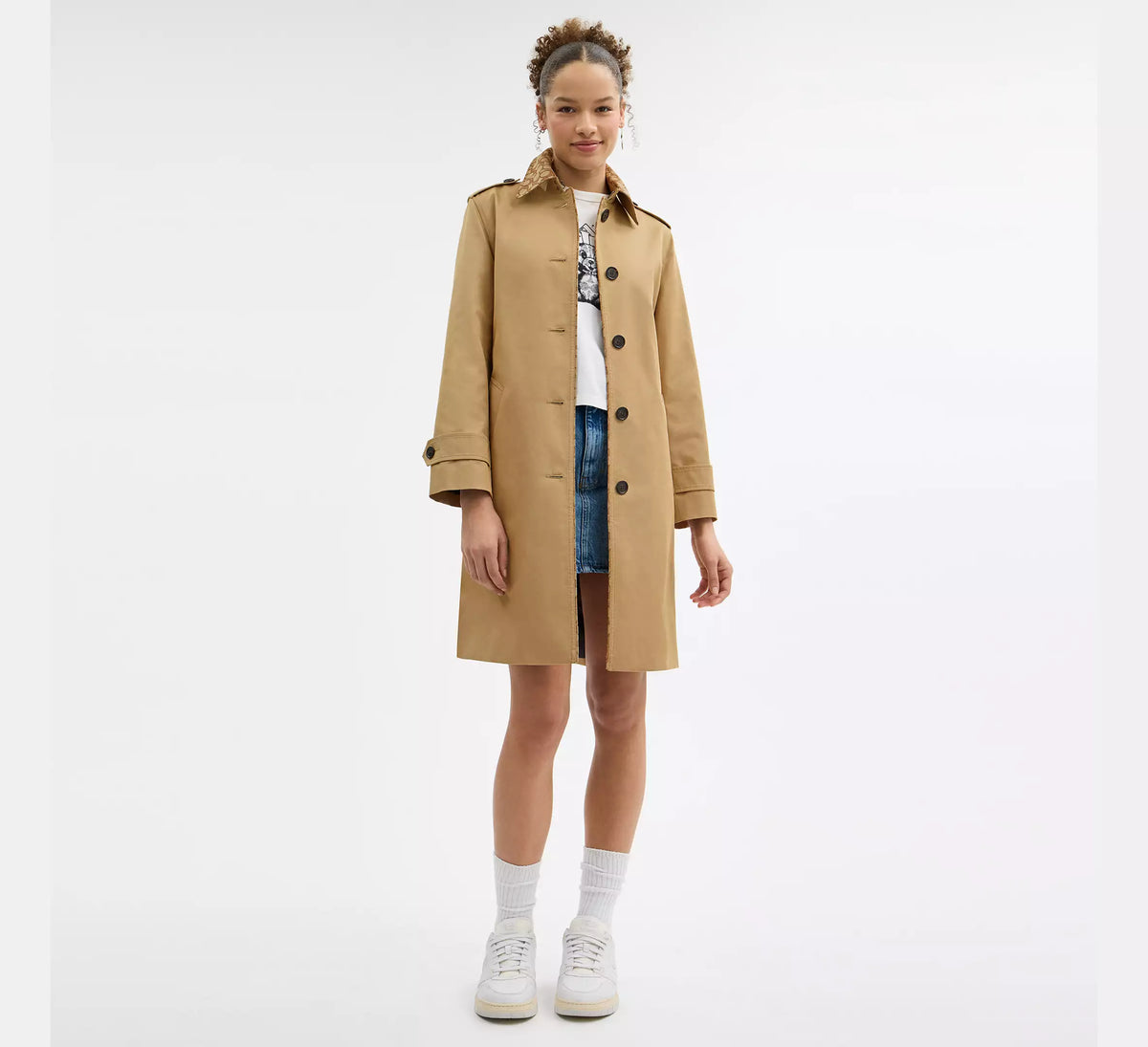 Coach Trench With Signature Piping  - Khaki