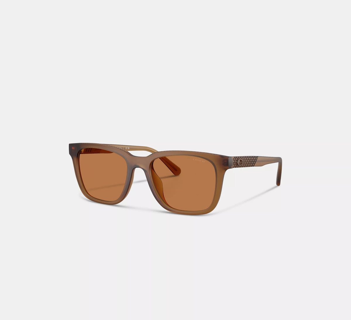 Coach C Hardware Textured Temple Square Sunglasses  - Amber