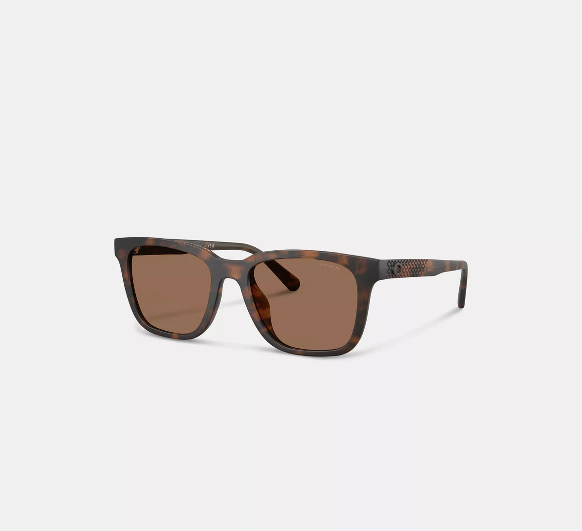 Coach C Hardware Textured Temple Square Sunglasses  -  Dark Tortoise