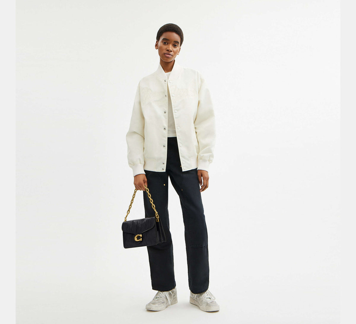 Coach Tabby Chain Tabby Shoulder Bag With Quilting-Brass/Black
