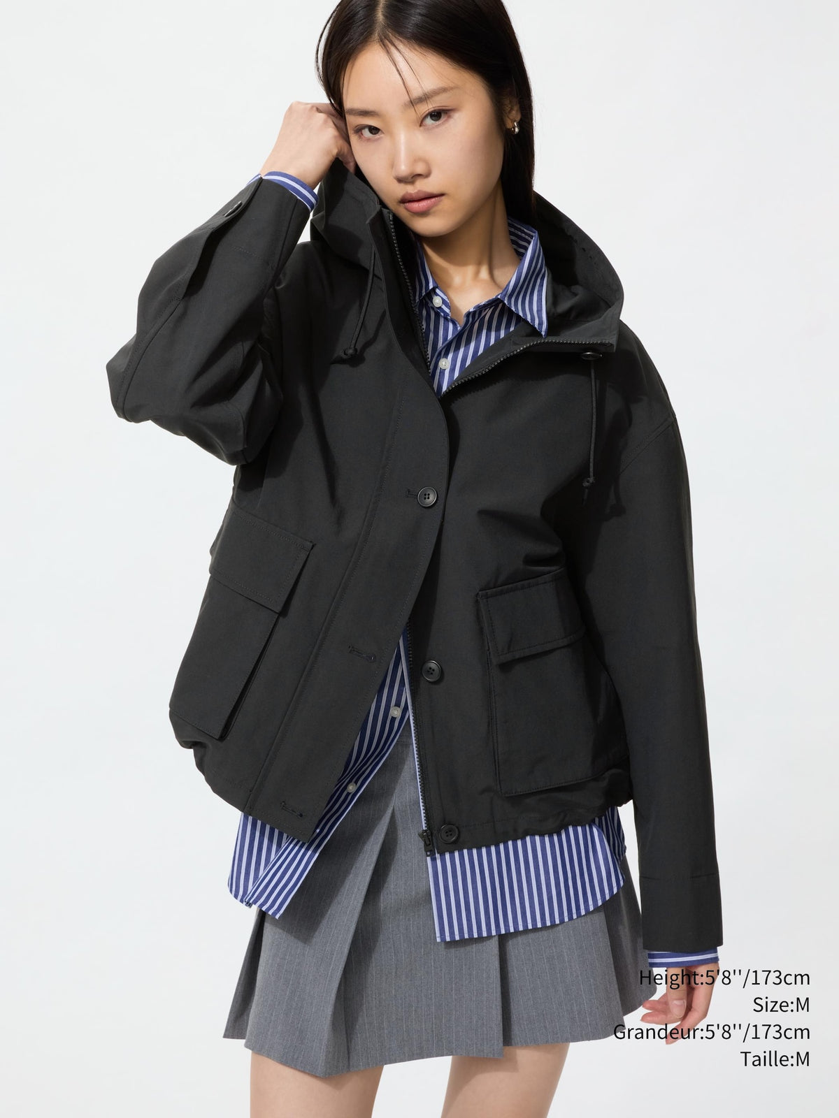 Uniqlo Women Utility Cotton Blend Parka  -  09 BLACK