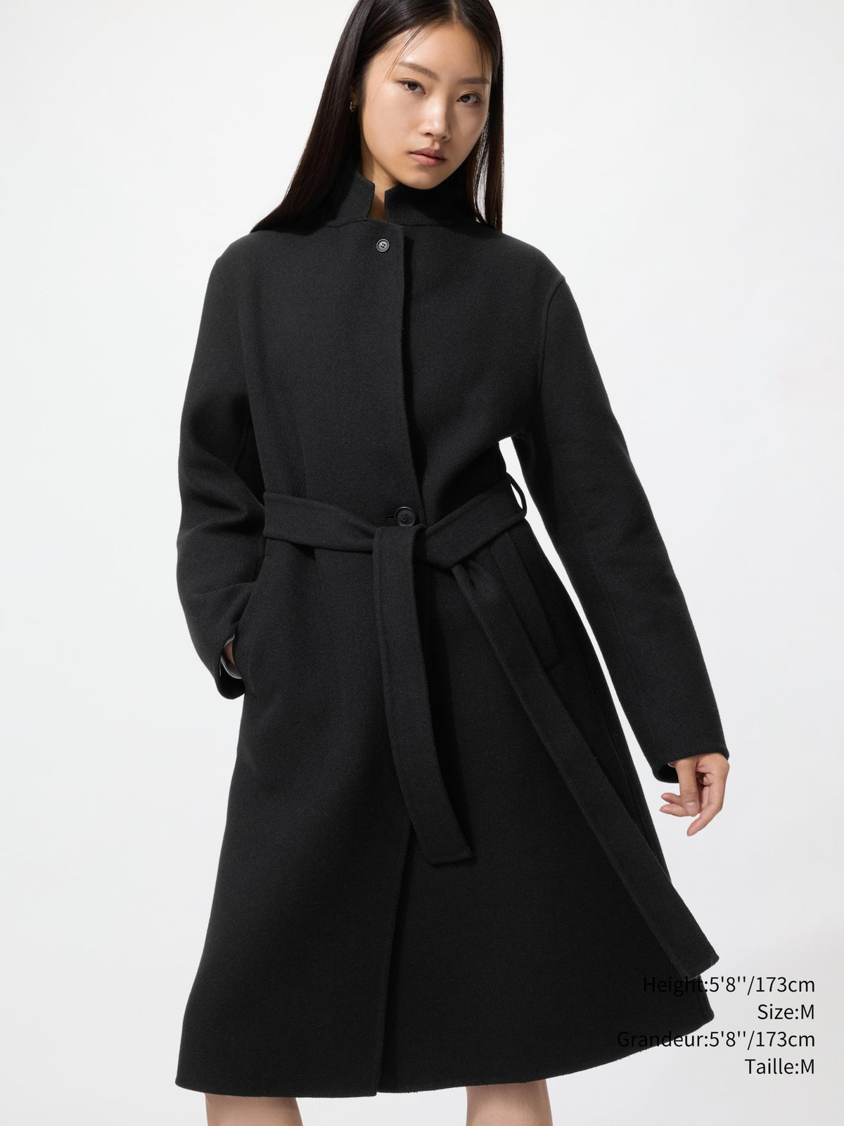 Uniqlo Women Double Face Relaxed Long Coat  -   09 BLACK