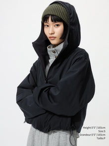 Uniqlo Women  Windproof Fleece Reversible Full-Zip Hoodie  -   09 BLACK