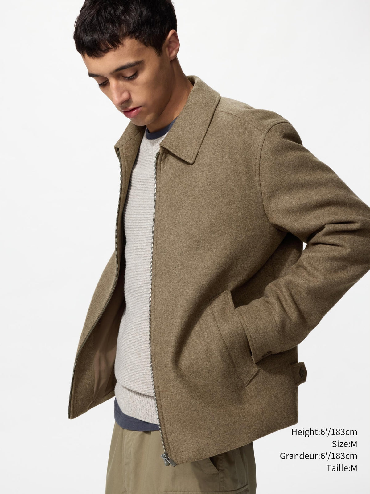 Uniqlo Unisex Single Collar Short Blouson  -  34 BROWN
