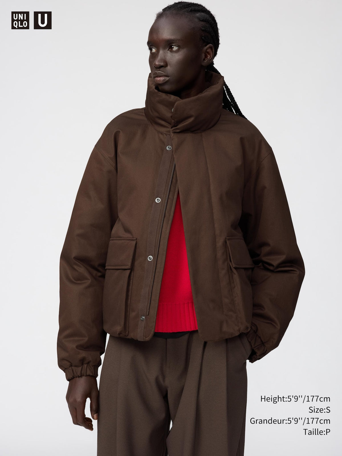 Uniqlo Women Hybrid Down Short Jacket  -  36 BROWN