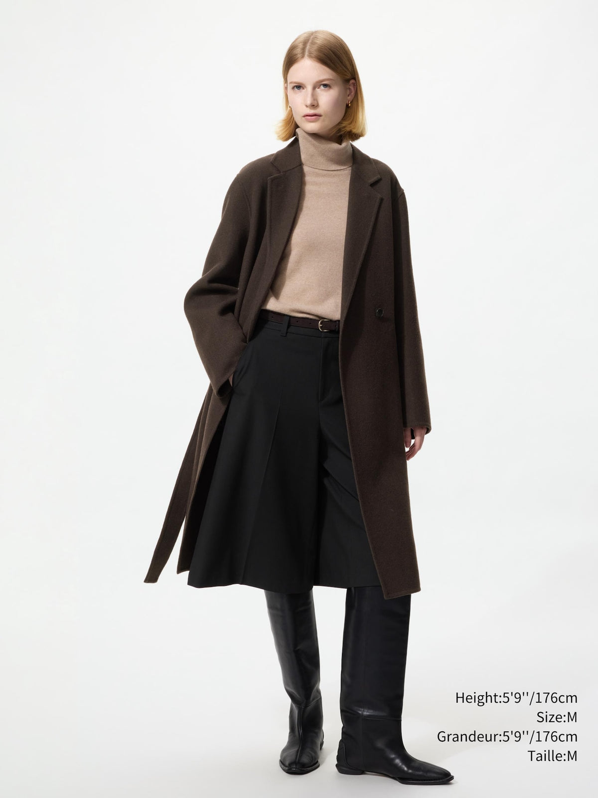 Uniqlo Women Double Face Relaxed Long Coat  -  39 DARK BROWN