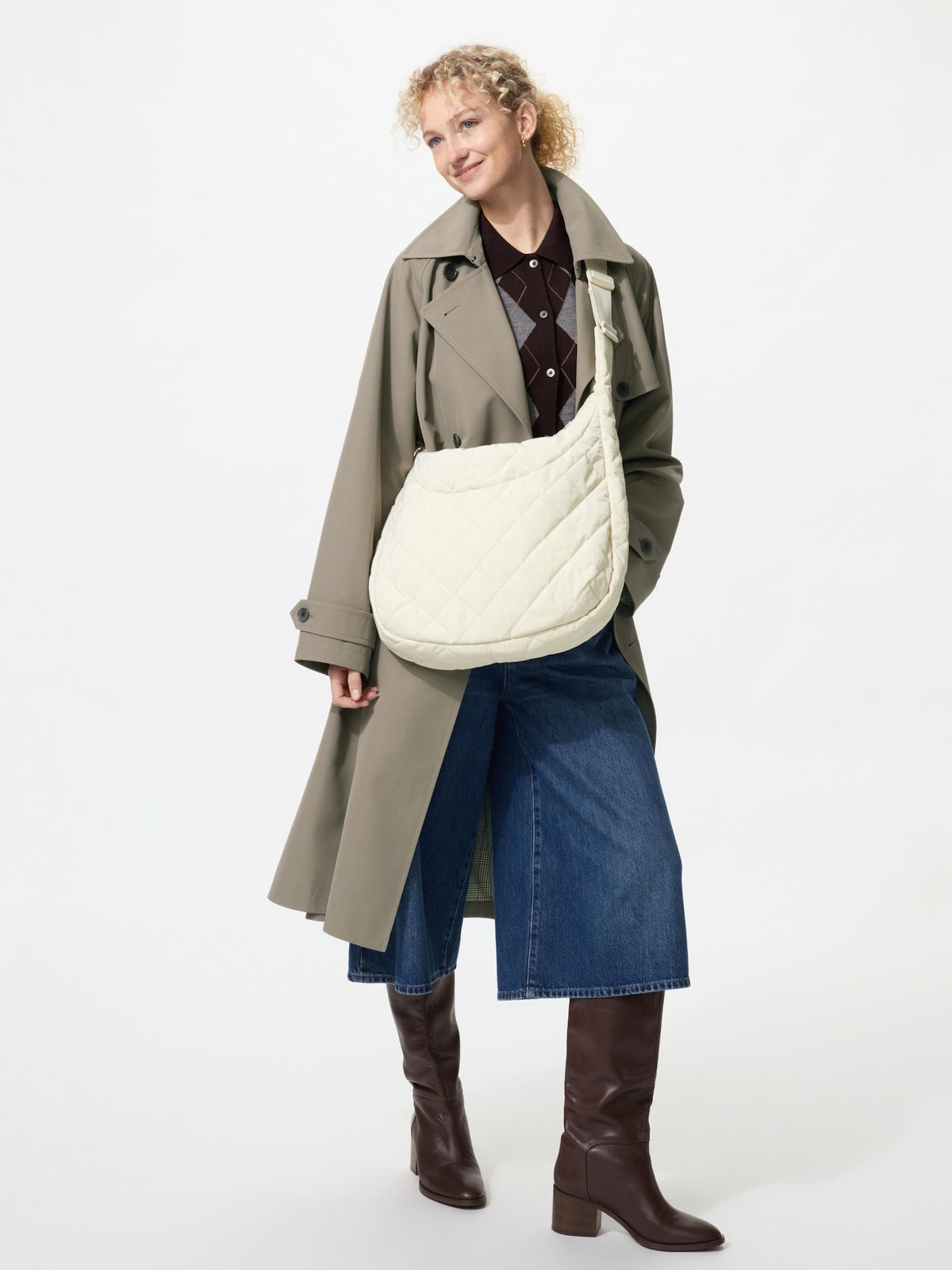 UNIQLO Unisex Quilted Puffy Shoulder Bag-GRAY