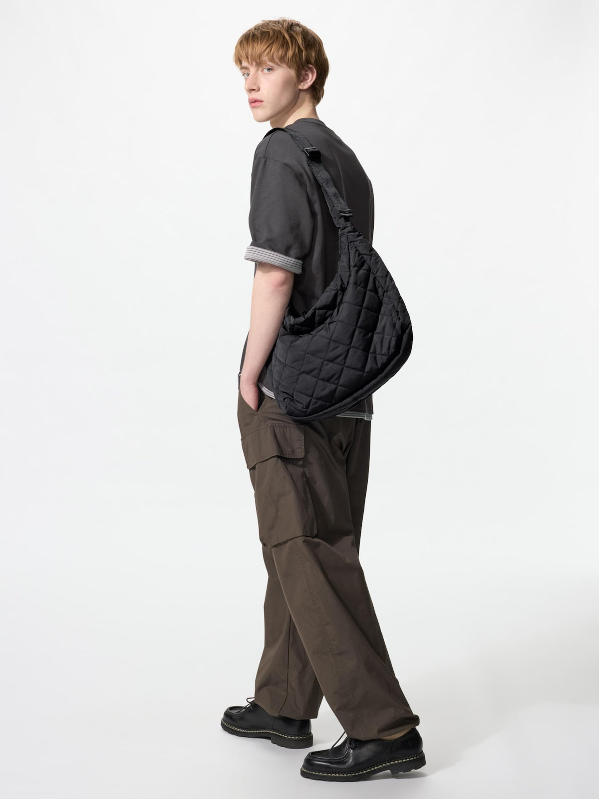 UNIQLO Unisex Quilted Puffy Shoulder Bag-GRAY