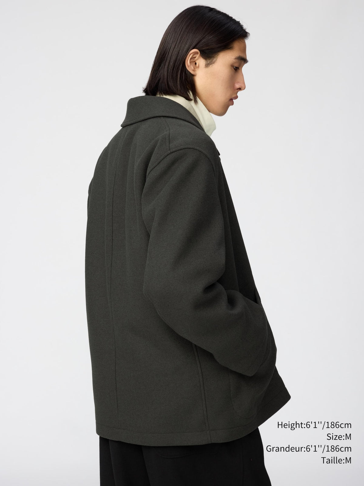 Uniqlo Unisex Wool Blend Short Coat  -  07 GRAY