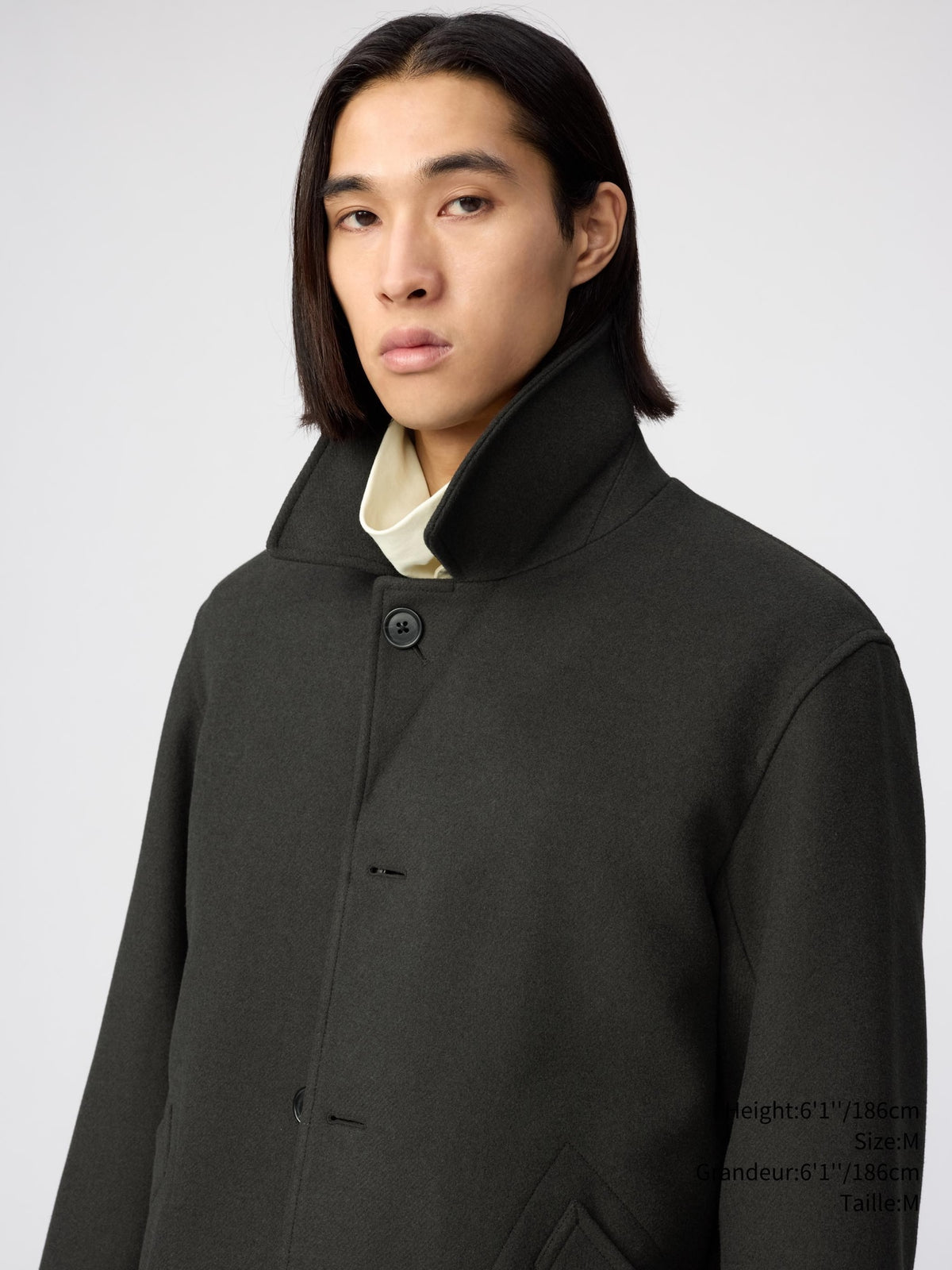 Uniqlo Unisex Wool Blend Short Coat  -  07 GRAY