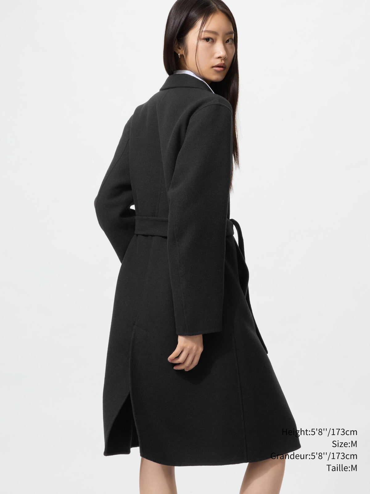 Uniqlo Women Double Face Relaxed Long Coat  -   09 BLACK