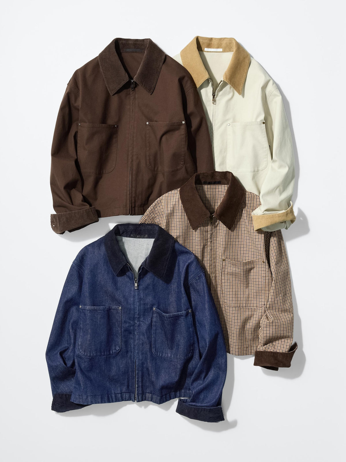Uniqlo UNISEX ZIP-UP SHORT JACKET - 38 DARK BROWN