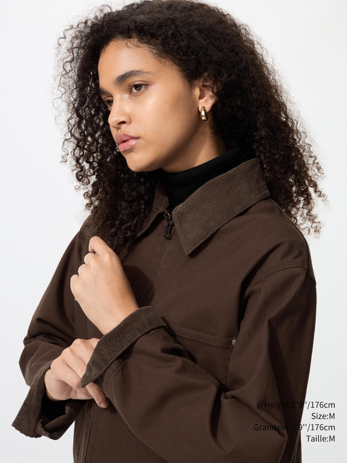 Uniqlo UNISEX ZIP-UP SHORT JACKET - 38 DARK BROWN