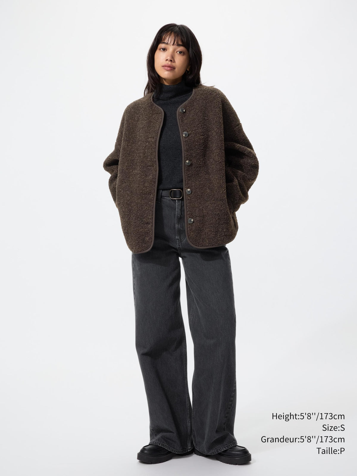Uniqlo Women Pile Lined Fleece Relaxed Cardigan  -  01 OFF WHITE